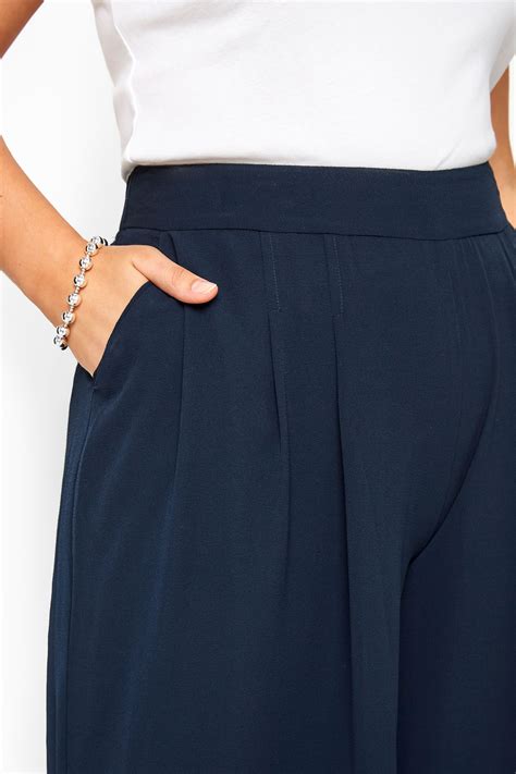 Navy Double Pleated Culottes Yours Clothing