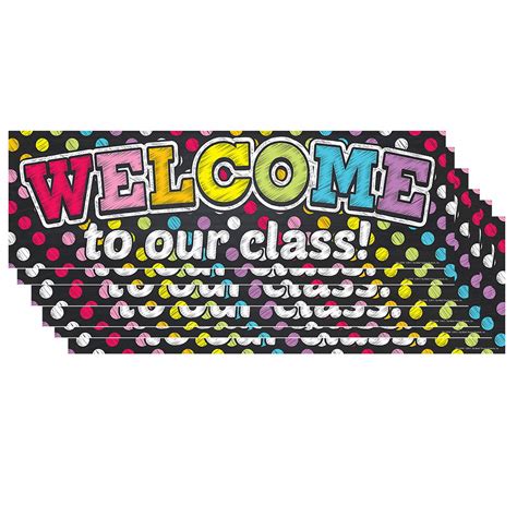 6 Ea Magnetic Welcome Banner Neon Chalk Dots