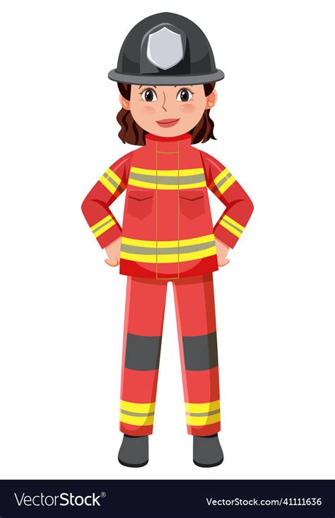 A Firefighter Cartoon Character On White Vector Image