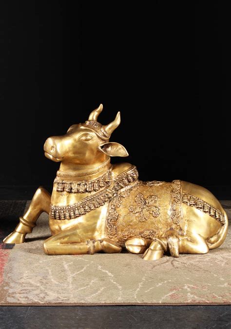 Sold Brass Large Laying Nandi Statue 33 89bs148z Hindu Gods And Buddha Statues