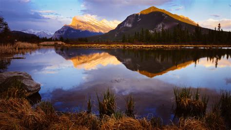 Vermilion Lake In Banff Alberta Canada Morning Sunrise Landscape Nature Hd Wallpapers For