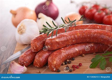 Raw Sausage And Spices Stock Image Image Of Barbecue 112036213