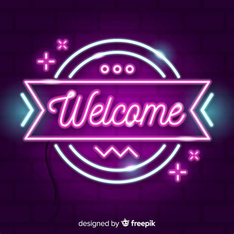 Design your own neon logo for free. Modern welcome sign post with neon light style - Nohat ...