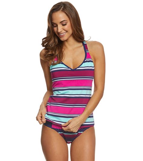 Jag Variegated Stripe Tankini Top Ddd Cup At Free Shipping