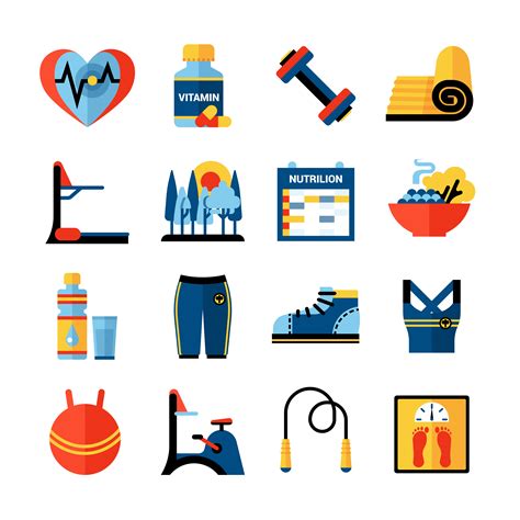 Fitness Flat Color Icons Set 472238 Vector Art At Vecteezy