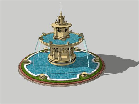 Large Outdoor Fountain Sketchup 3d Model Skp File Download Sketchupbox