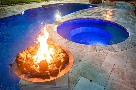 Pool Fire Pit And Fire Bowls Pool Fire Feature Examples