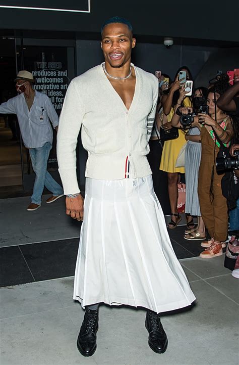 Russell Westbrook Wears A Kilt Skirt And Leather Boots For Thom Browne