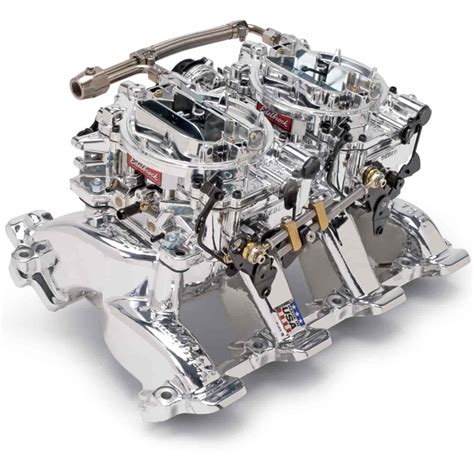 Edelbrock 20684 Rpm Dual Quad Manifold And Carburetor Kit For Chevy