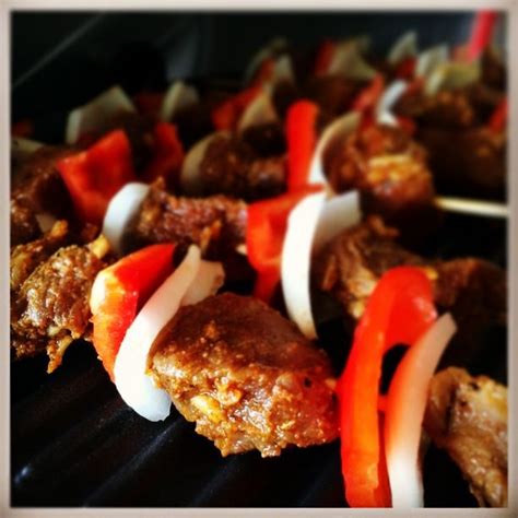 In this popular middle eastern dish, each hunk of meat is typically separated with chunks of onion and bell. Grilled beef shish kabobs Like us on Facebook at: www.facebook.com/GlutenFreeLivingMB | Shish ...