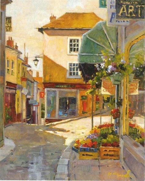 Unknown Artist Cobblestone Village By Marilyn Simandle Painting