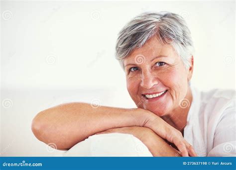 Mature Woman With Innocence Closeup Of Cute Mature Woman Smiling With