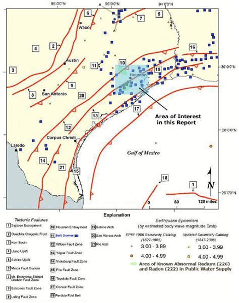 Regional Faults In Texas Passing Through The Houston Texas Area And