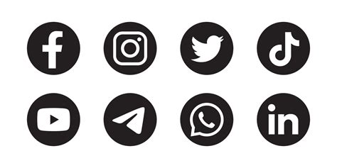 Set Of Social Media Icon In Round Bakground Vector Art At Vecteezy