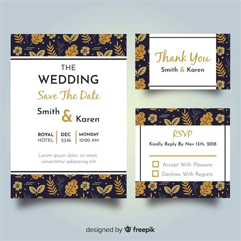 Free Vector Flat Design Wedding Stationery Template