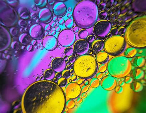 Colorful Bubbles Abstract Background Oil Bubbles In Transparent Liquid
