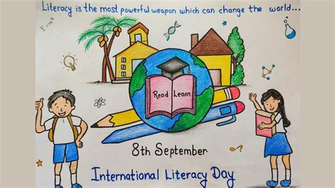 How To Draw International Literacy Day Poster Literacy Day Drawing