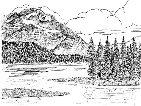 Fountain pen illustration, pen quill calligraphy drawing, quill pen, ink, monochrome, computer wallpaper png. Landscapes in Pen and Ink - Art Starts
