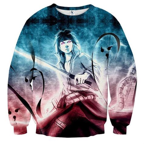 Sasuke Uchiha Powerful Ninja Art Work Printed Sweatshirt Saiyan Stuff