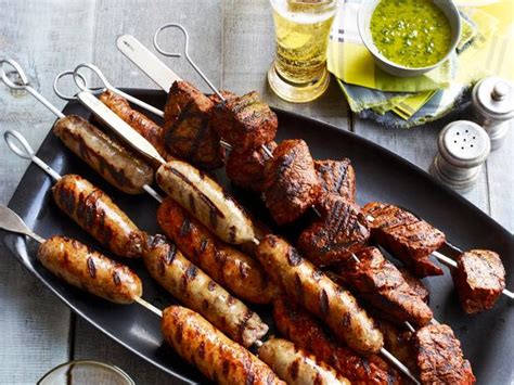 Serve over whole wheat toast. Beef and Sausage Kebabs With Salsa and Chimichurri Recipe ...
