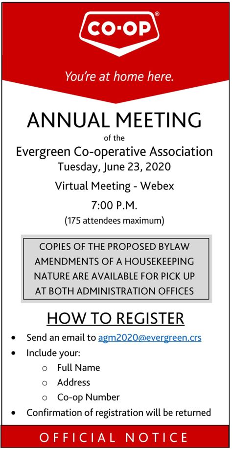 2020 Annual Meeting Notice Evergreen Co Op