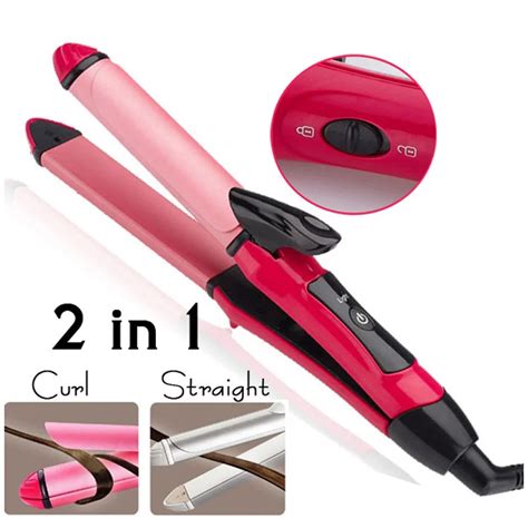 Mini Pro 2 In 1 Hair Beauty Style Hair Straightener Iron Curler Pink