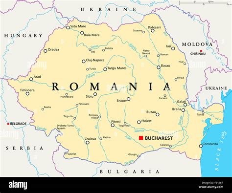 Rumänien Politische Karte Mit Hauptstadt Bukarest Landesgrenzen