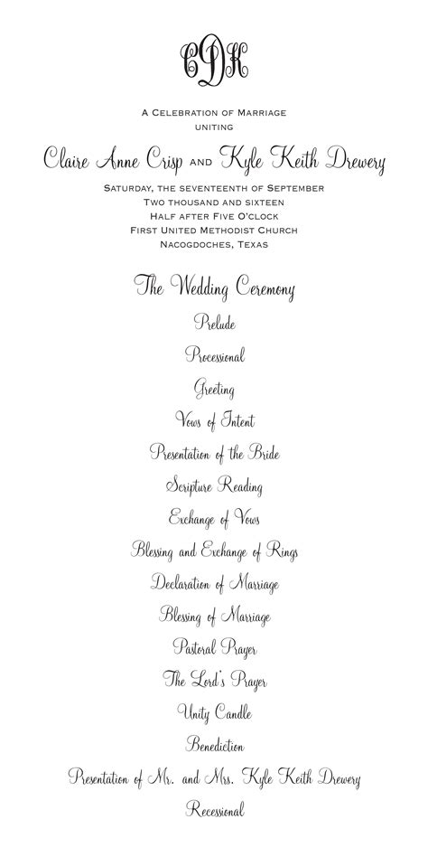 An Order Of Service For A Wedding Ceremony Commitment Ceremony