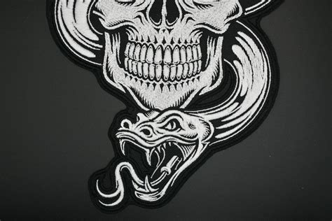 Large Skull Patch Embroidered Patch Skull Snake 3 Size Patch Etsy