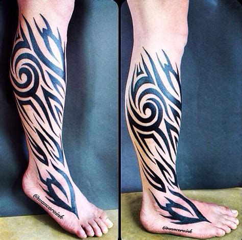 4 / 5 ( 1 voto ). Tribal tattoo on leg | Cool tribal tattoos, Tribal tattoos ...