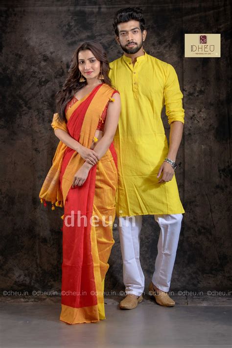 rs-1490-an-unique-handloom-sareee-kurta-couple-combo-dress-in-an