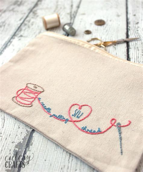 Big collection with different styles and types designs. Embroidered Sewing Pouch with Free Pattern - Cutesy Crafts