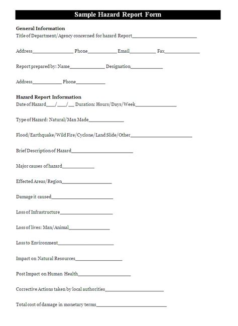The Sample Report Form Is Shown In Black And White