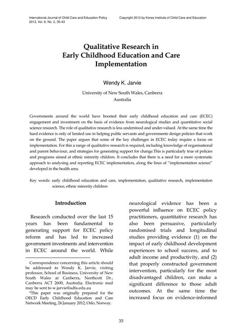 Pdf Qualitative Research In Early Childhood Education And Care