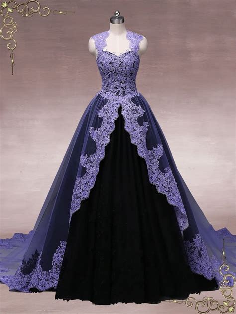 Unique Purple Black Ball Gown Wedding Dress October Black Ball Gown