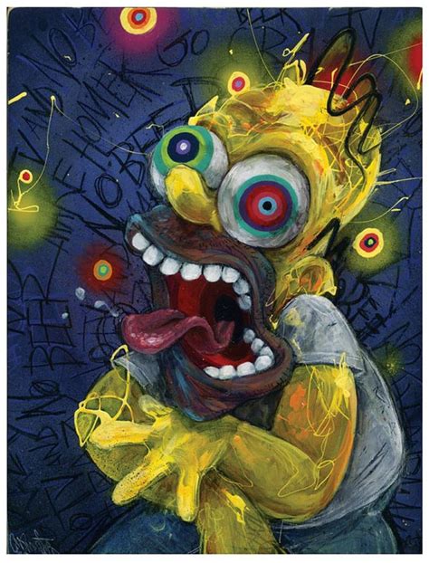 Trippy Homer Simpson Art The Simpsons Giclee Canvas Reproduction Of