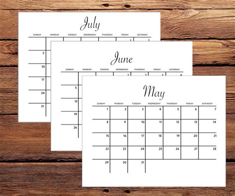 2022 Monthly Calendar Printable Calendar 2022 Instant Etsy