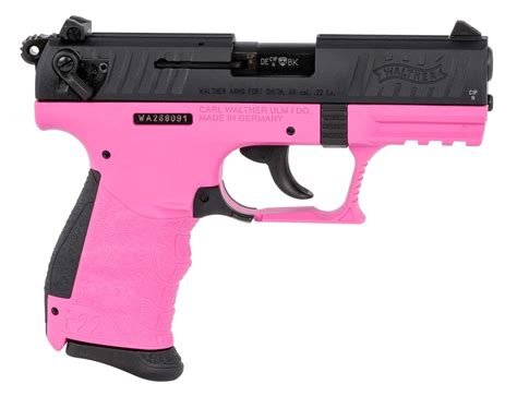 Walther 5120756 P22q 22 Lr 342 Barrel 3 Dot Sights Hot Pink 10 Rd