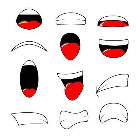 Premium Vector Cartoon Talking Mouth And Lips Expressions Talking