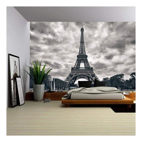 Wall26 Eiffel Tower With Dramatic Sky Monochrome Black And White