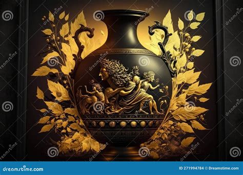 Aether Greek Mythology God Black Gold Vase By Generative Ai Stock