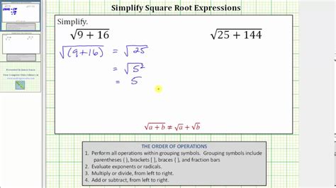 The required answer is 11.???. Simplify the square Root of a Sum - YouTube