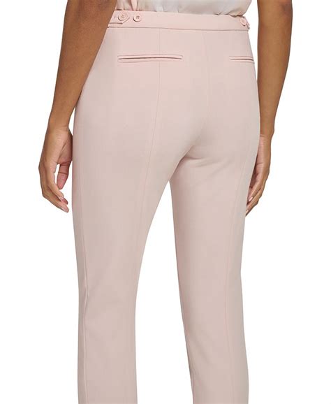 Calvin Klein Petite Flat Front Button Tab Mid Rise Highline Ankle Pants