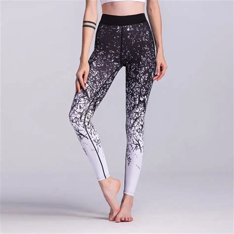 Buy 2017 Black Printed Yoga Pants Tights Fitness Gym Running Sports Leggings