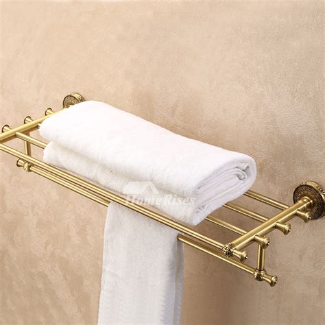 ltj towel rack with shelf wall mounted bathroom antique brass luxury