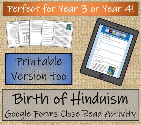 Birth Of Hinduism Reading Comprehension Digital And Print Year 3 Or
