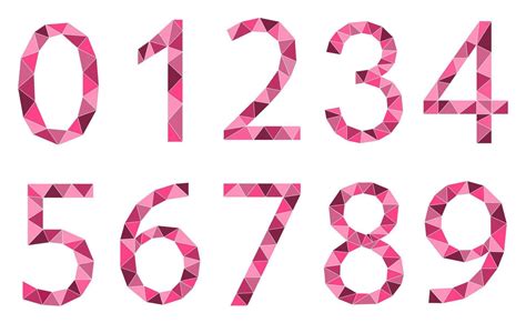 Set Of Pink Numbers Polygon Style Isolated On White Background
