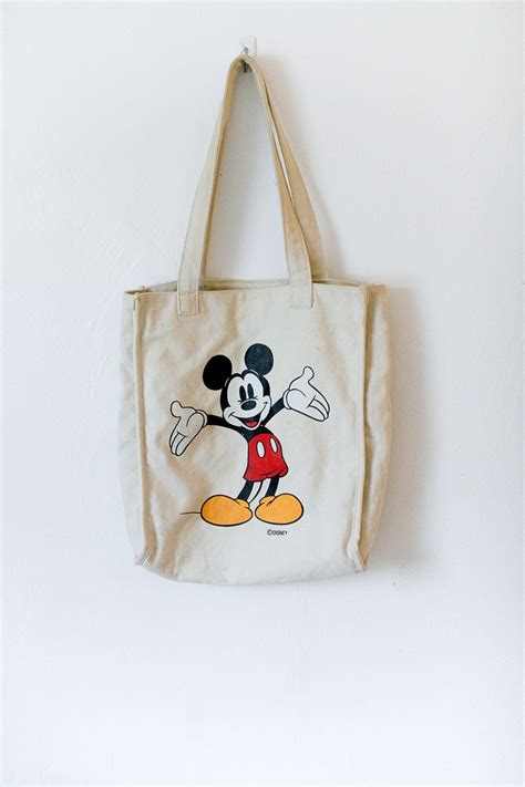 Vintage Mickey Mouse Canvas Tote Bag Etsy Tote Bag Bags Tote