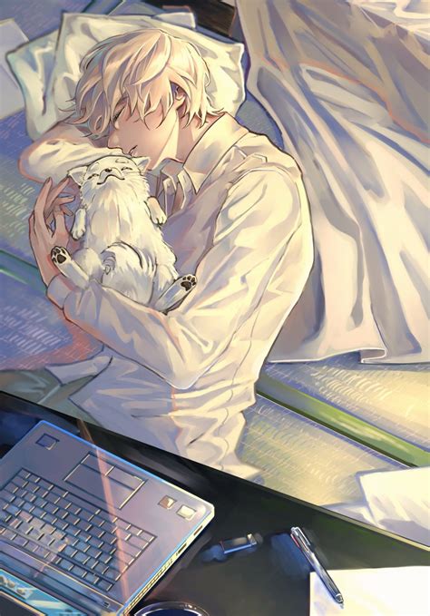 Soooo Bright Person With White Gorgeous Sleep Catfacts Anime