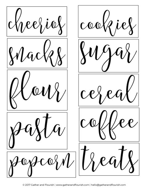 Free Printable Pantry Labels - Gather and Flourish | Free pantry labels, Pantry labels, Kitchen ...